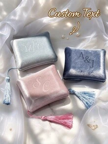 Personalized Velvet Jewelry Box, Customizable Travel Jewelry Storage Box, Elegant Bridesmaid Gift, Birthday Gift For Her, Mother's Day & Valentine's Day Memento, Gift Box For Wedding, Thoughtful Gift - Multicolor - View 2