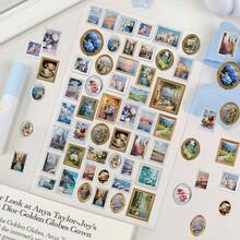 1pc Oil Painting Sticker Decor For Planner, Phone Case, Notebook, Diary, Tablet, Scrapbook, Planner, Luggage, Guitar, Skateboard, Violin - Oil Painting - View 1