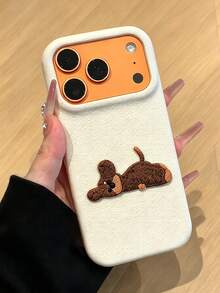 手機殼：可愛卡通 3D 睡覺小狗荔枝圖案軟殼，相容 iPhone 18 Pro Max/18 Pro/17 Pro Max/17 Pro/17 Air/17/16 Pro Max/16/15 Pro Max/15/14/13/12/11 - 米色 - 查看 1
