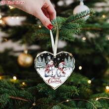 1pc Flat 2D Acrylic Snowman Christmas Decoration - Holiday Snowman And Tree Design, For Holiday Tree Decoration, Perfect Home Gift, No Electricity Required, Christmas Ornament - D - View 7