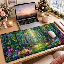 1 buah Alas Meja Lukisan Minyak Hutan Impresionis, Alas Meja Serbaguna untuk Riasan dan Seni Kuku, Pelindung Meja Anti Selip Ukuran S/M/L/XL - View 4