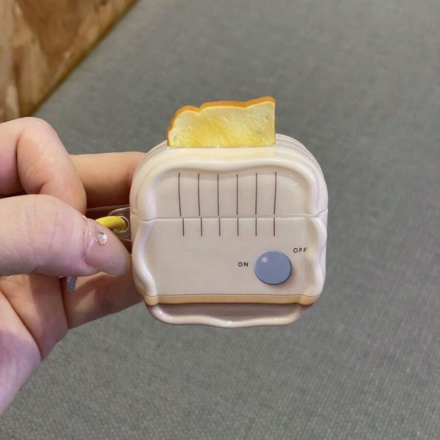 Creative Irregular Bread-Shaped Bluetooth Earphone Protective Case Compatible With AirPods 1/2/3/4/New 5th Gen Pro 1/2/3/4 All Models With Pendant - Champagne - View 1