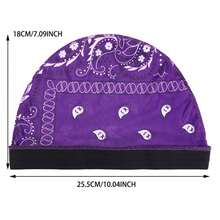 12PCS Men's Paisley Flower Faux Silk Wide Brim Elastic Chemotherapy Beanie Hat Suitable For Daily Use - Multicolor - View 2