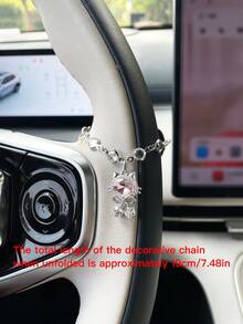 Creative Silver Cute Cat Car Steering Wheel Decorative Chain, Personalized Car Interior Decoration Chain Pendant - A - View 5