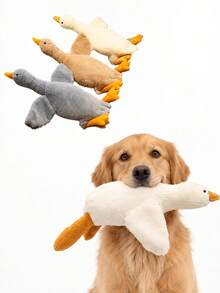 1pc Soft Duck Plush Pet Doll, White Gray Brown Color, Suitable For Cats And Small To Medium Dogs, Pet Companion Doll, Helps Pets Play And Burn Energy, Cat Dog Stress Relief Chew Doll, Halloween Christmas Pet Interactive Doll, Holiday Pet Costume Accessory, Pet Daily Supplies, Pet Holiday Gift, Halloween Pet Supplies, Christmas Pet Accessories, Autumn New Arrival, Pet Play Accessory - Multicolor - View 4