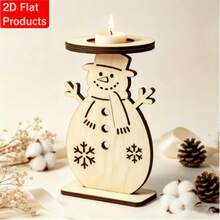 Wooden Christmas Snowman Bonfire Candle Holder, Christmas Holiday Tabletop Decor, Unfinished Natural Wood Blank, DIY Handmade Craft - H - View 6