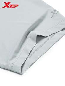 XTEP 2000KM FUN Men's Short Sleeve Ice Silk T-Shirt, Sports Running Top, Mud Crystal Grey - Mud Crystal Grey - View 4