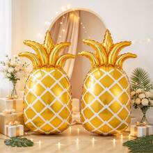 2pcs 66cm Gold Small Pineapple Cartoon Shape Foil Balloon Set, Suitable For Birthday Party Decoration Balloons - View 4