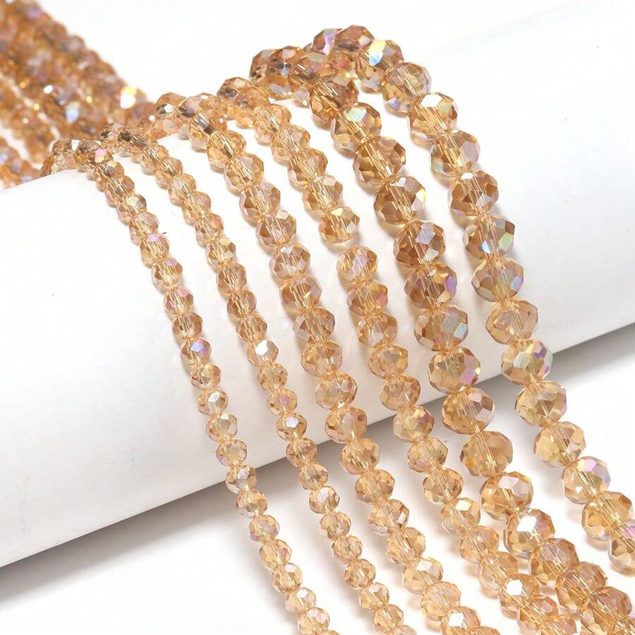 1 Strand 4/6/8mm Faceted AB Champagne Gold Glass Austria Crystal Beads Rondelle Loose Bead For Jewelry Making DIY Bracelets Necklace Bag Design