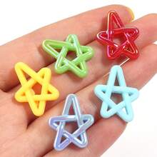 10pcs/Pack Acrylic Hollow Colorful Five-Pointed Star Beads, Multi-Color Cute Star Beads For DIY Earrings, Necklace, Phone Chain, Keychain Jewelry Making Accessories - Pentagram - View 4