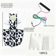 1 Set (Bird Flight Suit, 10pcs Replacement Diapers, 2m Leash) Autumn/Winter New Thin Fleece Sexy Leopard Print Bird Clothes, Washable Reusable Bird Diaper With Adjustable Parrot Wing Design, Bird Flight Suit, Bird Accessories/Bird Stuff/Bird Costume/Bird Diaper - 3PCS - View 2