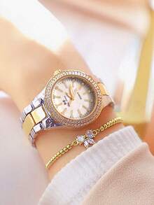 2pcs/Set Fashionable & Versatile Women's Quartz Watch With Round Dial, Metal Strap, Rhinestone Bow Bracelet, Suitable For Gifts, Festivals And Daily Wear - Multicolor - View 3