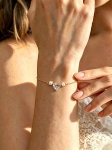 14K Gold Jewelry Set, Includes Necklace And Bracelet, Elegant Style, Perfect For Daily Wear And Gifting - Gold - View 2