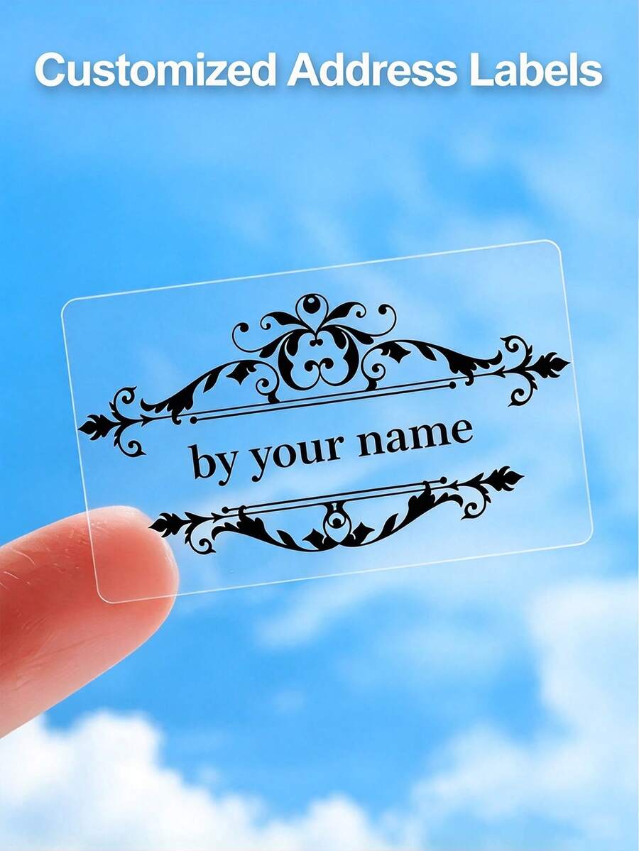 Custom Transparent Self-Adhesive Stickers, European Vintage Floral Border Personalized Name Labels, Gold And Black Options, Handmade Gift Sealing Stickers