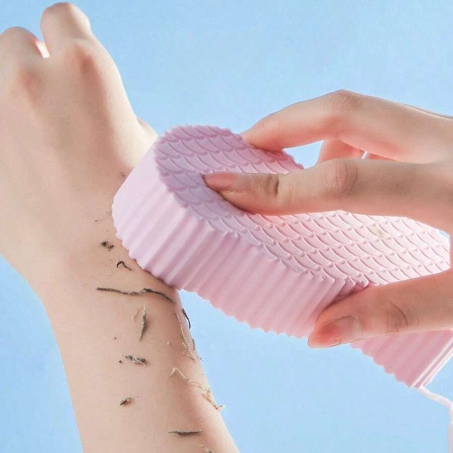 1pc Super Soft 3D Textured Exfoliating Bath Sponge, Suitable For Rough Skin, Dead Skin Removal Massager, Bath Exfoliating Brush, Body Cleansing Bath Brush, Fish Scale Sponge - Multicolor - View 1