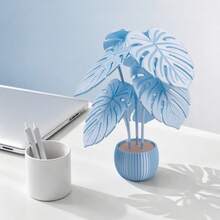 6Pcs Monstera Leaf Coaster Set With Planter Holder, Modern Green Stackable Non-Slip Beverage Coaster Set, Suitable For Living Room Office Desktop, Aesthetic Style - Multicolor - View 9