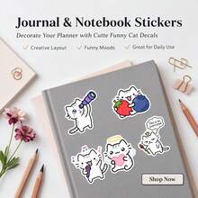 50 buah Stiker Kucing Lucu dan Menggemaskan, Stiker Kucing Ekspresif Gaya Jepang, Paket Stiker Hewan Peliharaan Seni Garis Estetik, Tahan Air untuk Laptop, Ponsel, Perencana, Buku Tempel, Hadiah Buatan Tangan DIY, Hadiah Natal Praktis untuk Pecinta Kucing - MultiWarna - View 5