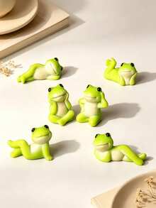 6pcs Cute Mini Frog Figurines, Resin Frogs, Micro Landscape DIY Potted Plant Moss Terrarium Decoration, Garden Fairy Decor - Multicolor - View 3