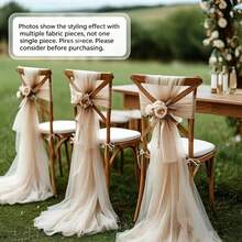 16pcs/Set Romantic Wedding Chair Sash Bow Decor, 20*275cm/7.8*108in Long Chiffon Ribbons For Wedding Aisle, Ceremony, Reception, Church, Party, Outdoor Decoration - Champagne - View 4
