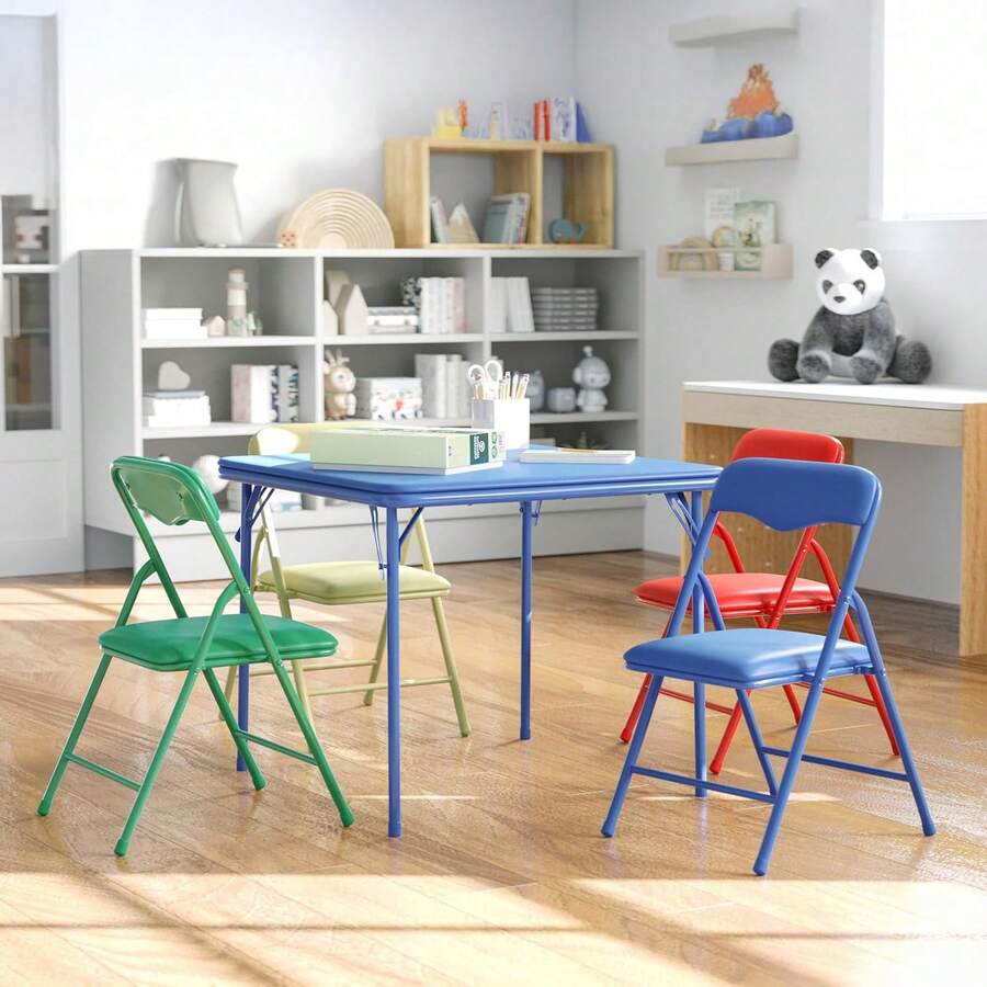 Mesa Plegable para Niños, Mesa Infantil, Mesita para Niños, Escritorio Infantil, Mesa y Sillas para Niños, Mesa Infantil con Sillas, Mesa para Niños con Sillas, Mesa con Sillas para Niños, Mesa Niños con Sillas, Furniture, Set de Mesa Infantil Plegable y 4 Sillas Infantiles Plegables, Conjunto Multicolor para Guar