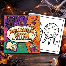 GDTME Halloween Bottle Gothic Style Coloring Book: Skull Jar Pumpkin Candle Halloween Cover, Bold Minimalist Line Thriller Holiday Pages, Suitable For Adult Coloring Hobby - JX-880-halloween Bottle - View 3