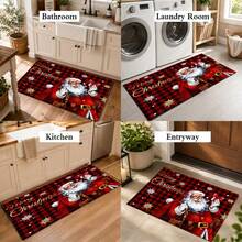 1pc Kitchen Floor Mat, Soft Faux Cashmere Material, Christmas New Year Theme Flannel Rug, Kitchen Entryway Anti-Slip Mat, Entrance Door Mat, Bedroom Door Mat, Suitable For Multiple Scenes Anti-Slip Floor Mat, Room Decor, Holiday Gift - Multicolor - View 10