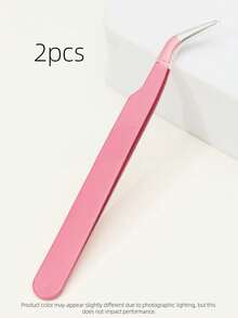 Rose Red Minimalist Eyelash Tweezers, Straight And Curved Head Design, Two Tweezer Head Options, Fine Design, Easily Meet Various Needs. Thickened Steel, High Hardness, Good Elasticity, Durable. Equipped With Protective Cover To Prevent Hand Injury - Hot Pink - View 10