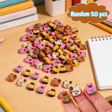Hasbro 50pcs Mini Capybara Shaped Erasers, Random Patterns, Cute Design Mini Erasers, Suitable For Classroom, Home, School Rewards, Party Favors, And Home School Supplies, Back To School Gifts - Random - View 6