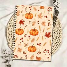 2D Flat 2D Plane Horizontal Line Notebook [Autumn Story] 1pc Pumpkin Mushroom Theme Spiral Notebook, 1pc, Mixed Paper, Suitable For School And Office Supplies, Perfect Gift For Friends And Colleagues - One Book (50 Pages, 100 Pages) - View 1