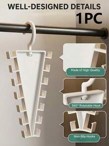 V-Shaped Wardrobe Storage Hanging Rack | 12 Hooks Large Capacity | 360° Rotating Space-Saving - Multicolor - View 13