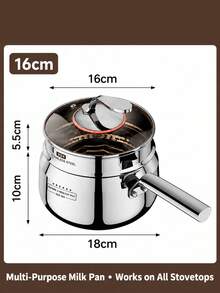 304 Stainless Steel 3-Ply Thickened Single Handle Milk Pot With Steamer Rack, Multi-Function Steaming & Boiling Small Soup Pot, Home Noodle Pot, Compatible With Induction & Gas Stoves - View 7