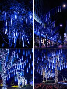 8-Tube Solar Powered Meteor Shower String Lights, 11.81in/17.72in, 30cm ...