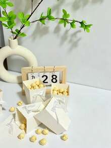 6/12/18pcs Bowknot Popcorn Boxes Party Supplies Candy Gift Boxes Bags Candy Snacks Mini Snacks Candy Food Containers Birthday - White - View 8