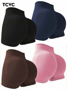 TCVC Pantalones cortos deportivos de yoga para mujer, amigables con la piel y versátiles, con control de abdomen y elevación de cadera de alta elasticidad, para deportes interiores/exteriores, yoga casual, verano NIWW - Multicolor - Ver 2
