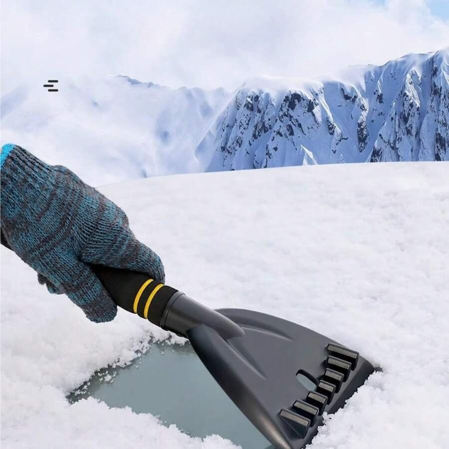 1pc Portable Flexible Ice Scraper, Lightweight & Durable, Comfortable Non-Slip Handle, Multi-Function Vehicle Ice, Snow, Frost & Water Cleaning Tool - Black - View 1