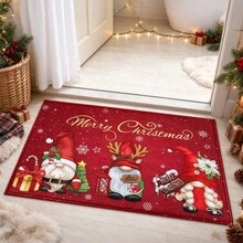 1pc Kitchen Mat, Soft Faux Cashmere Material Floor Mat, Christmas Pattern Kitchen Rug, Bathroom Door Non-Slip Mat, Entrance Door Decorative Mat, Bedroom Door Non-Slip Mat, Suitable For Multiple Scenes Non-Slip Mat, Room Decoration, Holiday Gift - Multicolor - View 5