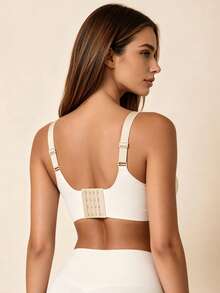 Lilivine 2pcs/Set Women's Seamless Wireless Push-Up Bra: Large Bust Friendly, Minimizer, Back-Button, Anti-Sagging Comfy Fit. - Multicolor - View 2