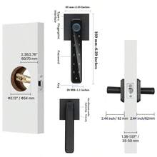 Cerradura electrónica de puerta inteligente 4 en 1 con huella digital y contraseña, panel táctil, bloqueo automático, fácil instalación sin perforación - Negro - Ver 8