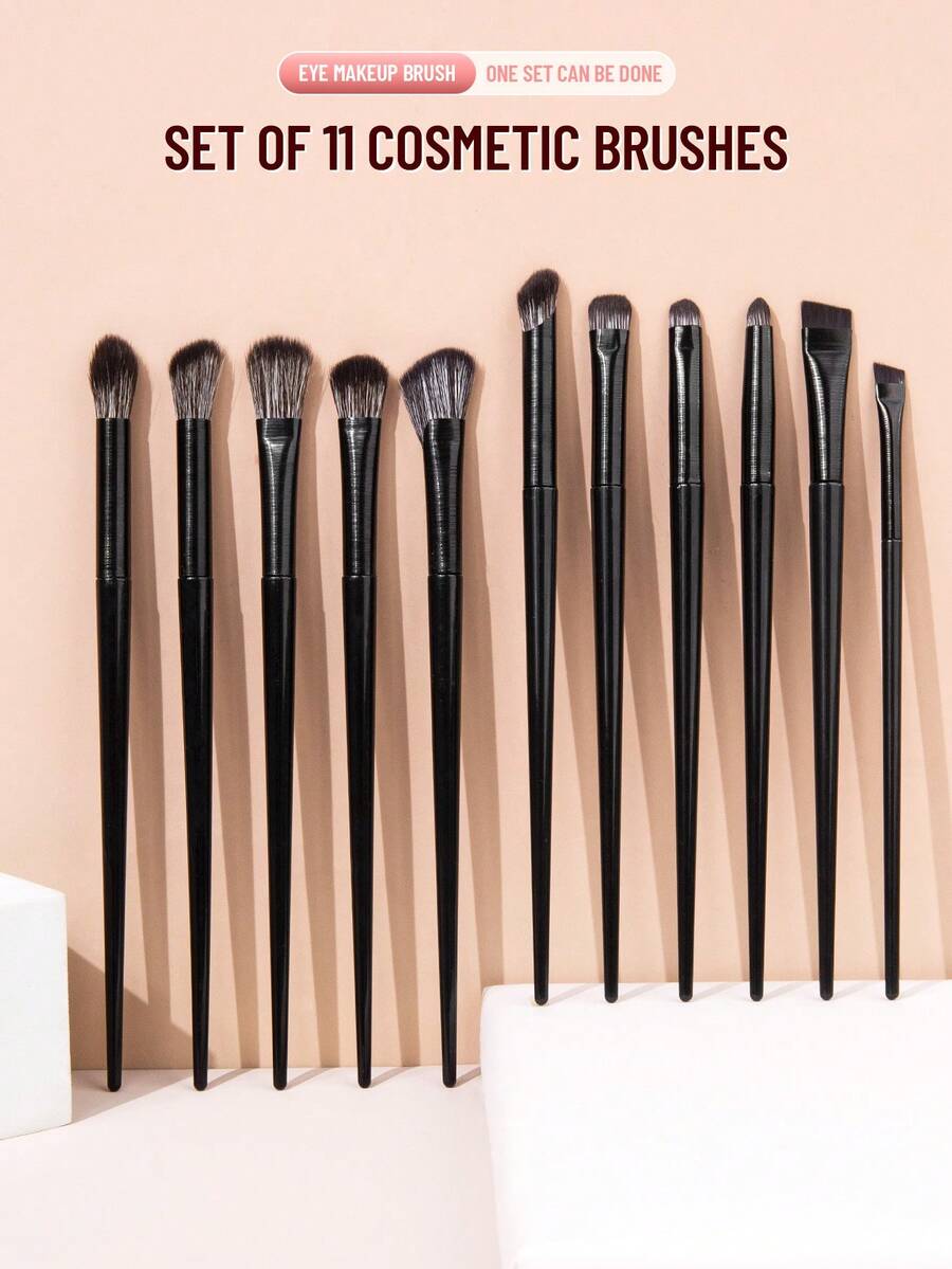 SEPROFE 11Pcs Eye Makeup Brush Set, Ultra Soft Fiber Eyeshadow Brushes, Nose Shadow Brushes, Concealer Brushes, Eyeliner Brushes, Premium Texture Handles, Easy Daily Eye Makeup Tools - Black - View 1
