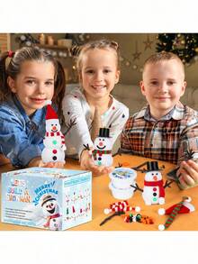 Christmas Handmade DIY Children's Snowman Clay Set, Self-Made Snowman Handmade Modeling Clay Craft Game, Christmas Handmade Gift Winter Christmas Stocking Filler Small Gift - Multicolor - View 6