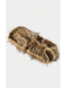 Noxbound 1pc Fashionable Brown Plush Winter Hat - Brown Black Tip Color - View 2