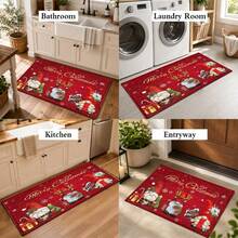 1pc Kitchen Mat, Soft Faux Cashmere Material Floor Mat, Christmas Pattern Kitchen Rug, Bathroom Door Non-Slip Mat, Entrance Door Decorative Mat, Bedroom Door Non-Slip Mat, Suitable For Multiple Scenes Non-Slip Mat, Room Decoration, Holiday Gift - Multicolor - View 10