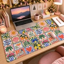 1pc Mediterranean Tile Style Colorful Patchwork Desk Mat, Multi-Purpose Makeup Nail Art Table Pad, Large Non Slip Desktop Protector S/M/L/XL - View 6