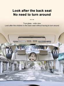 Car Wide View Anti-Glare Rearview Mirror, Wide Angle Curved Rearview Mirror, Reduces Blind Spots For Reversing, Interior Car Rearview Mirror - A - View 5