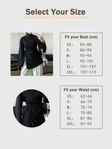 Women's Fashion Casual Round Neck Bell Sleeve Hem Split Tie Drawstring Design Waist Cinched Top Solid Color Tie Split Drawstring Zipper Pullover Top Daily Date Autumn Winter - Black - View 6