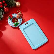 1pc Christmas Handmade Woven Wreath Pendant ID Badge Holder, Multi-Color Card Holder, Keychain Bag Charm, Christmas Tree Decoration, Gift For Women - Multicolor - View 13