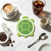 2D Flat, 1pc Turtle Acrylic Coaster, Small Green Round Head, Two Pure Black Round Dots As Eyes, Minimalist Cute - Anti-Slip Heat-Insulating - Home And Restaurant Decoration, Suitable For Drinks, Coffee, Tea Kitchen Decor Home Decor - View 3