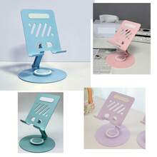 Macaron Color 360° Rotating Phone & Tablet Stand, Foldable & Adjustable Metal Desktop Phone Holder With Heat Dissipation Holes, Suitable For Smartphones And Tablets - View 1