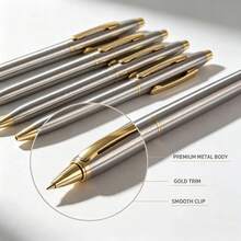 Black Silver Gold Trim Ballpoint Pen Set - Sets - View 5
