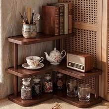 1 cái kệ lưu trữ góc gỗ hình chữ L 3 tầng, kệ tổ chức góc bàn nhiều tầng phong cách vintage, kệ đựng gia vị và giá đỡ cốc cho nhà bếp, kệ lưu trữ đa năng tiết kiệm không gian, giá trưng bày đứng độc lập, phù hợp cho bộ trà, hũ gia vị, đồ dùng văn phòng, sử dụng cho nhà bếp và phòng ngủ tại nhà - Nhiều màu - Xem 2